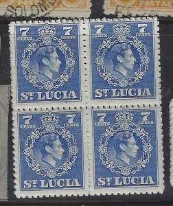 ST LUCIA  (P0105B)  KGVI 7C  SG 152   BL OF 4   MNH