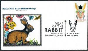 5744 - 2023 Lunar New Year Rabbit - FDC - Wally Jr, Cachet - BWP Postmark