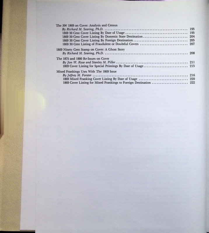 The 1869 Issue on Cover: A Census and Analysis by J. Rose & R. Searing (1986)