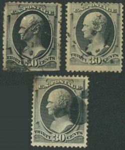 USA #165 Alexander Hamilton 30c Postage Stamp 1874 A53 Used with Defects Damages
