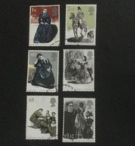 GB 2005. Anniversary of Charlotte Bronte.  Set of 6 used stamps ex FDC