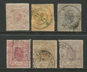 Luxembourg - Scott Various - Coat of Arms - 1865 - Rouletted - 6 Stamps