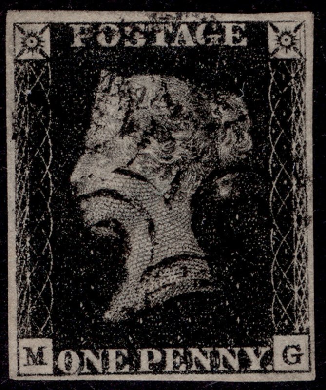 GB QV SG2, 1d black PLATE 9, FINE USED. Cat £625. BLACK MX MG 