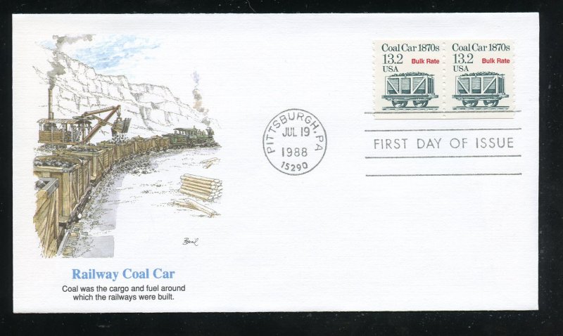 US 2259 Transportation Issue 13.2c Coal Car 1870s UA Fleetwood cachet FDC