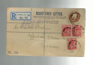 1911 England Registered Letter Cover to Offenbach Germany