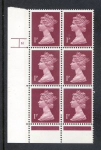 GB 1d Crimson Cylinder 12 No Dot Unmounted Mint Block 6 (No Phosphor)