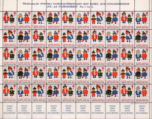 Sweden Poster stamps full sheet Hearth & Lungs TB Tuberculosis seals 1960