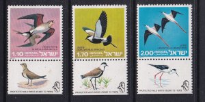 Israel   #577-579  MNH 1975  protected birds with tab