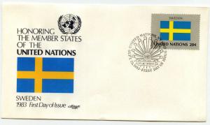 United Nations #414 Flag Series 1983, Sweden, Artmaster, FDC