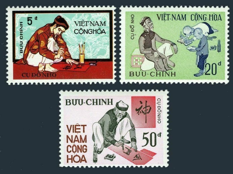 Viet Nam South 425-427, hinged. Mi 503-505. Ancient letter writing art, 1972.