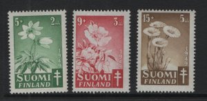 Finland    #B98-B100  MNH   1949  anemone , wild rose , coltsfoot