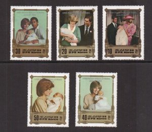 Korea DPR   #2230-2234   MNH  1982  Birth Prince William   Diana