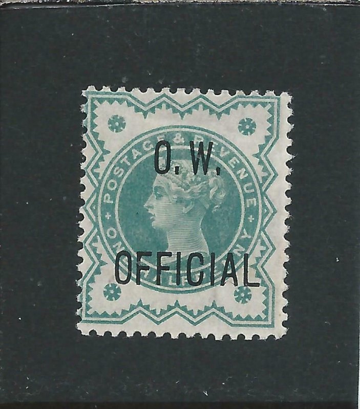 GB-QV OW OFFICIAL 1896 ½d BLUE-GREEN MM SG O32 CAT £475