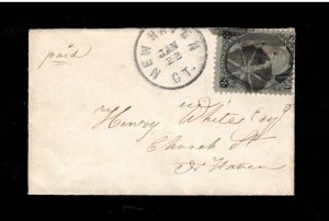 USA #93 Used F Grill On Lovely Tiny Cover To New Haven CT With Paid Marking