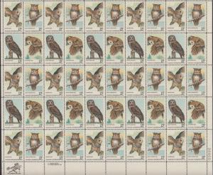 US #1760-63  Owls   Full sheet of 50-MNH