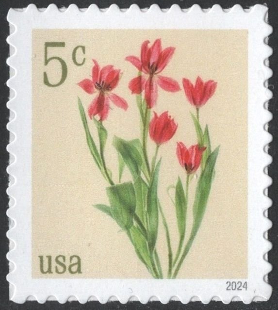 SC#5900 5¢ Red Tulips Single (2024) SA