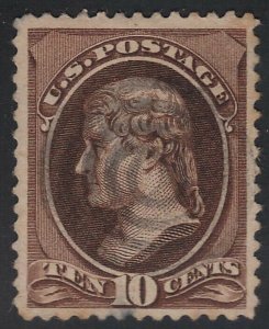 US Scott # 209 10c Jefferson VF Centering Light Target 