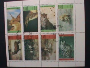 ​DHUFAR STAMP-1974-WORLD ENDANGER ANIMALS -CTO S/S SHEET VERY FINE