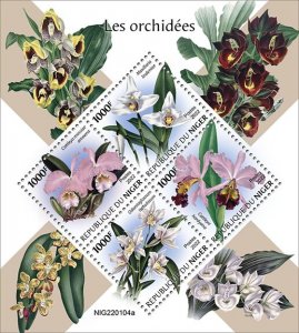 NIGER - 2022 - Orchids - Perf 4v Sheet - Mint Never Hinged