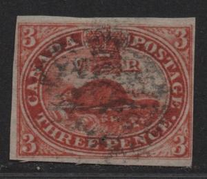 $Canada Sc#4d used, VF, thin paper var. 4 margin no faults, Cv. $225