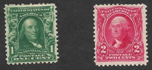 Doyle's_Stamps: MH 1903 1c & 2c Franklin-Washington, Scott #300* & #301*