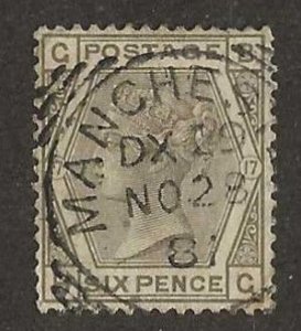 Great Britain Sc #62  6p PL 17  used VF