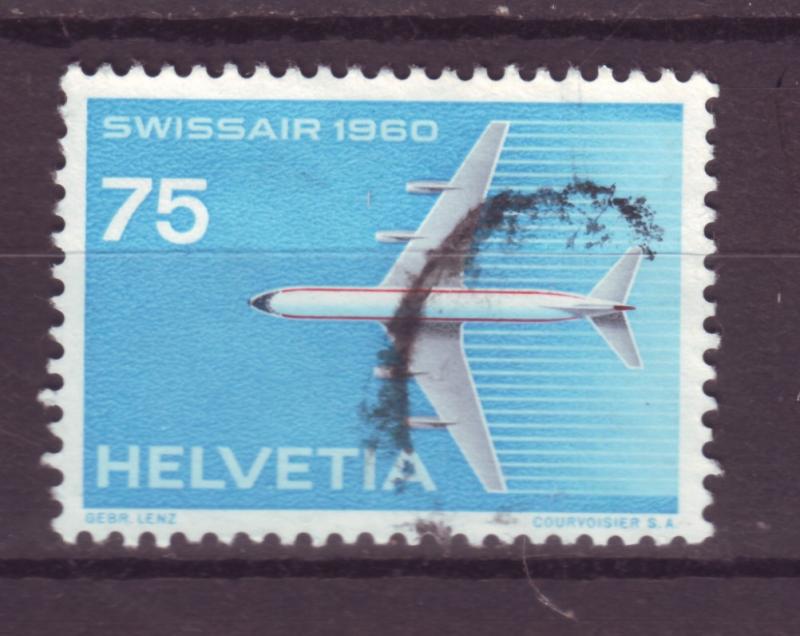 J17389 JLstamps 1960 switzerland hv of set used #381 airplane