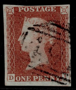 GB QV SG8, 1d red-brown, FINE USED. Cat £35. DI