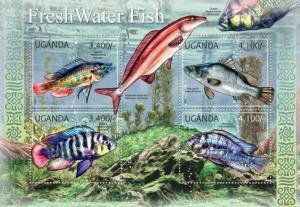 Uganda 2012 FRESH WATER FISH Sheet Perforated Mint (NH)