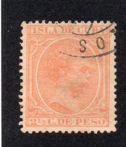 Cuba 1891 2 1/2c orange Alfonso XIII, Scott 141 used, value = $5.00