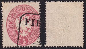 Austria - 1863 - Scott #19 - used - Coat of Arms - FIUME box pmk Croatia