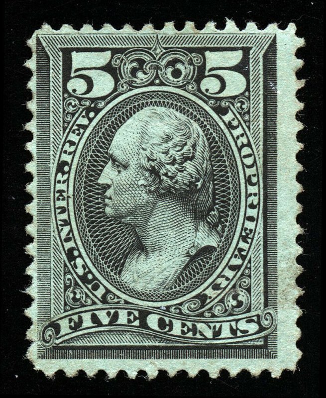 B287 U.S. Revenue Scott RB16b 5-cent Proprietary wmk, uncanceled, SCV = $125