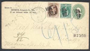 Scott U165, 187, 207, Seymour Wisc to Chicago IL, Postal ...