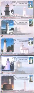 #4146-50 Pacific Lighthouses C-Cubed FDC Set