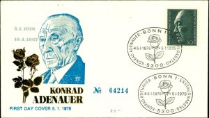 13. First Day Cover centenary of the birth of Konrad Adenauer 1976