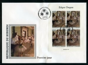 BURUNDI 2022  EDGAR DEGAS THE DANCE CLASS  SHEET  MINT NEVER HINGED SHOWING FDC