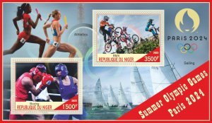 Stamps.Sports.Olympics games in Paris 2024  2023 year 1+1 sheet perf Niger