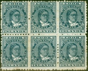 Cook Islands 1902 2 1/2d Deep Blue SG32 Good LMM & MNH Block of 6