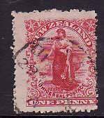 New Zealand-Sc#103- id8-used 1p carmine Commerce-1901-