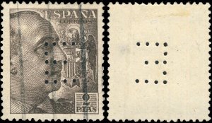 ESPAGNE / SPAIN / ESPAÑA 1950 perfin E Sres Elzaburu Madrid on Mi.854C/Yv.791B