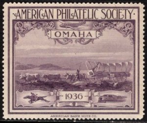 1936 US Poster Stamp American Philatelic Society Omaha Nebraska Unused