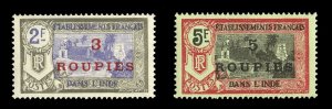 French Colonies, French India #78-79 Cat$82.50, 1923-38 3r on 2f and 5r on 5f...