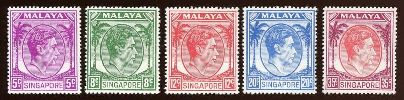 Singapore - Sc # 5,8,10,13,15.  Partial Set.  MNH. 2017 SCV $47.75