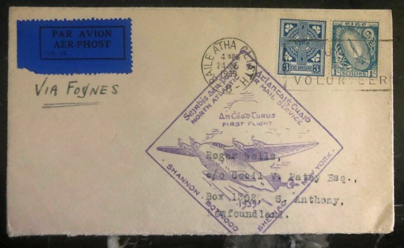 1939 Dublin Ireland First Flight Cover FFC To Botwood Newfoundland Via Foynes B