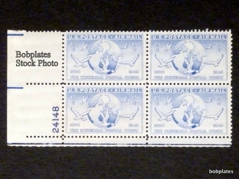 BOBPLATES #C43 UPU Globe & Doves 24147 Upper Left Plate Block F-VF NH SCV=$1.25