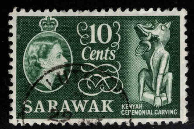 SARAWAK Scott 202 Used QE2 Ceremonial Carving stamp