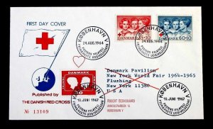 Denmark #B32,B33,436 FDC 1967 Combo Cover Red Cross Cachet