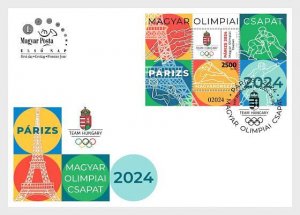 Hungary Ungarn Hongrie 2024 Olympic games Paris Olympics perforated block FDC