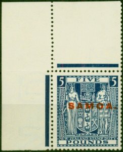 Samoa 1932 £5 Indigo-Blue SG176 Superb Fresh MNH Corner Marginal Rare Diena Cert