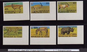 Chad 1979 Sc 367-72 Margin IMPERF set WWF set MNH